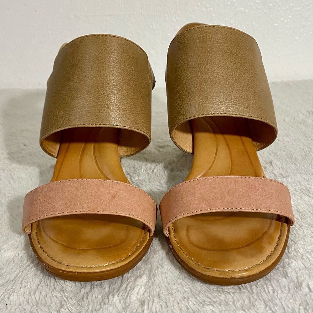 Born Cindie Two-Tone Leather Heeled Open Toe Sandals Women’s Size 11M Slingback - Picture 5 of 13